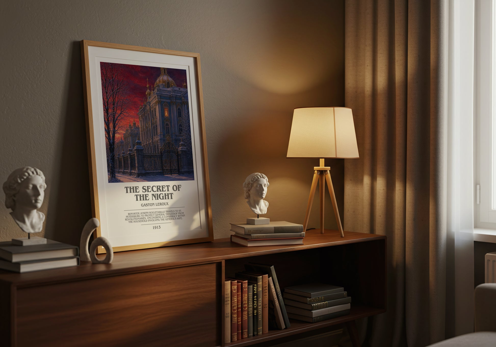 The Secret Of The Night bookish book poster framed on wall – mystery wall art
