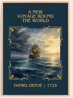 A New Voyage Round The World Classic Book Art Print by Daniel Defoe – book poster