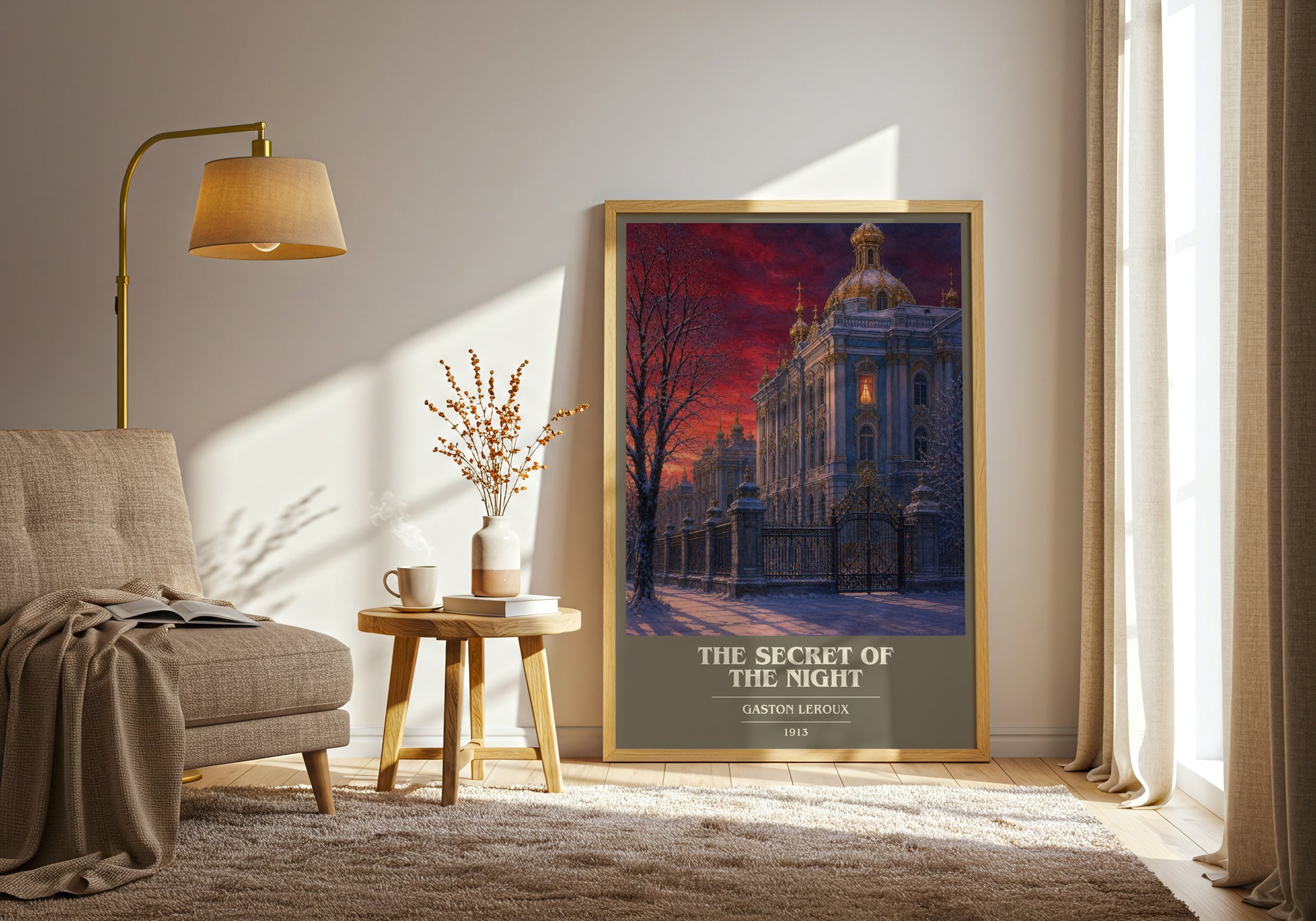 The Secret Of The Night book cover print on bookshelf – Gaston Leroux fan gift