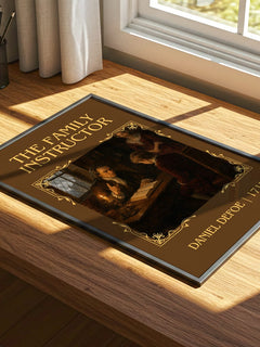 The Family Instructor Classic Book Art Print by Daniel Defoe – print on a sunlit desk