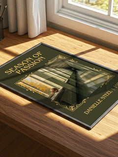 Season Of Passion Classic Book Art Print by Danielle Steel – print on a sunlit desk