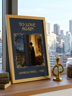 To Love Again Classic Book Art Print by Danielle Steel – framed print on a city-view windowsill