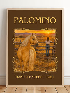 Palomino Classic Book Art Print by Danielle Steel – framed print leaning on a wooden floor