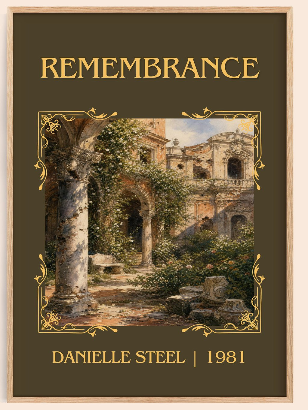 Remembrance Classic Book Art Print by Danielle Steel – book poster