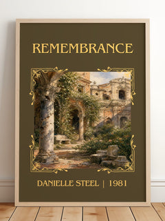Remembrance Classic Book Art Print by Danielle Steel – framed print leaning on a wooden floor