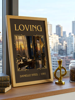 Loving Classic Book Art Print by Danielle Steel – framed print on a city-view windowsill