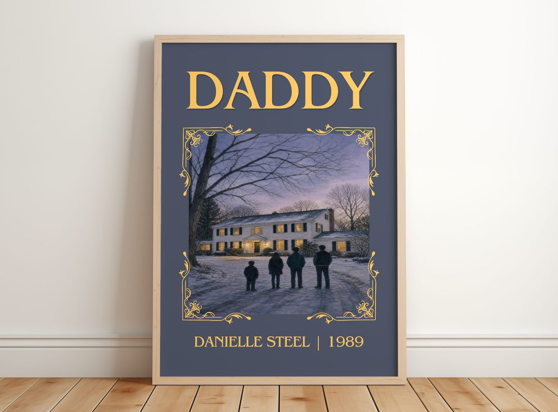 Daddy Classic Book Art Print by Danielle Steel – framed print leaning on a wooden floor