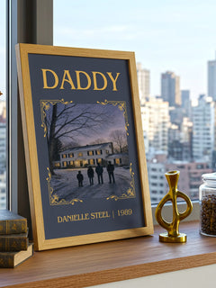 Daddy Classic Book Art Print by Danielle Steel – framed print on a city-view windowsill