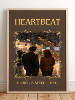 Heartbeat Classic Book Art Print by Danielle Steel – framed print leaning on a wooden floor