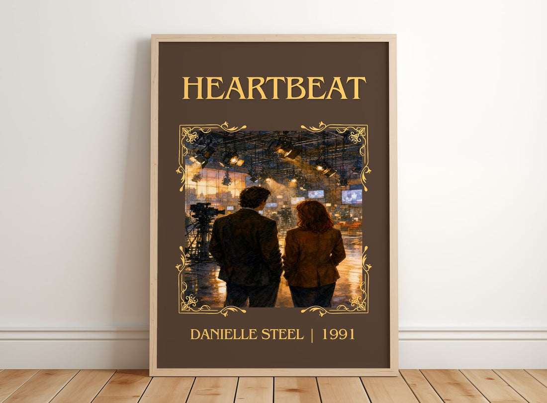 Heartbeat Classic Book Art Print by Danielle Steel – framed print leaning on a wooden floor