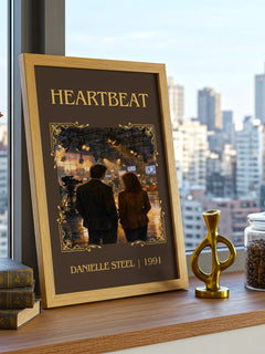 Heartbeat Classic Book Art Print by Danielle Steel – framed print on a city-view windowsill