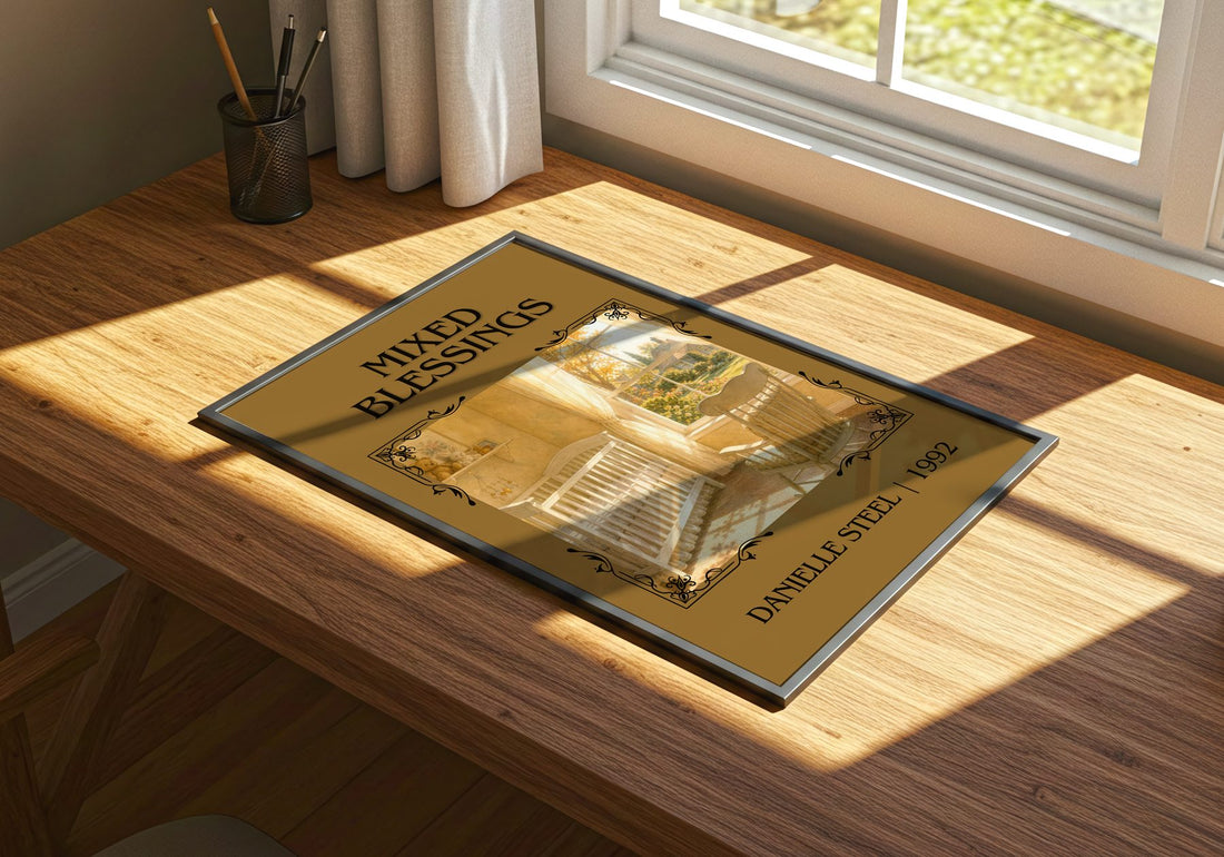 Mixed Blessings Classic Book Art Print by Danielle Steel – print on a sunlit desk