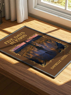 Five Days In Paris Classic Book Art Print by Danielle Steel – print on a sunlit desk