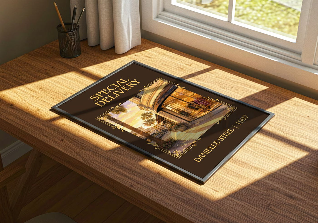 Special Delivery Classic Book Art Print by Danielle Steel – print on a sunlit desk