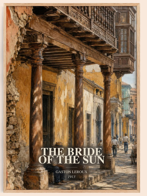 The Bride Of The Sun watercolour book poster by Gaston Leroux – framed literary art print