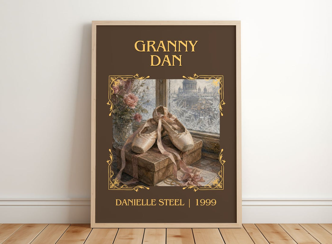 Granny Dan Classic Book Art Print by Danielle Steel – framed print leaning on a wooden floor
