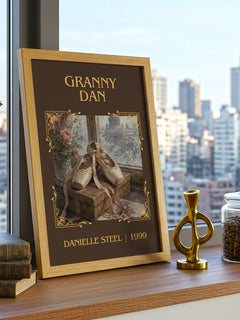 Granny Dan Classic Book Art Print by Danielle Steel – framed print on a city-view windowsill