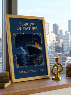Forces Of Nature Classic Book Art Print by Danielle Steel – framed print on a city-view windowsill