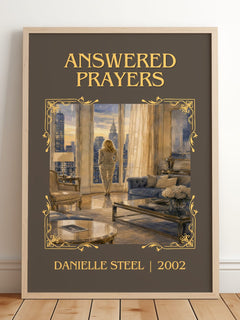 Answered Prayers Classic Book Art Print by Danielle Steel – framed print leaning on a wooden floor