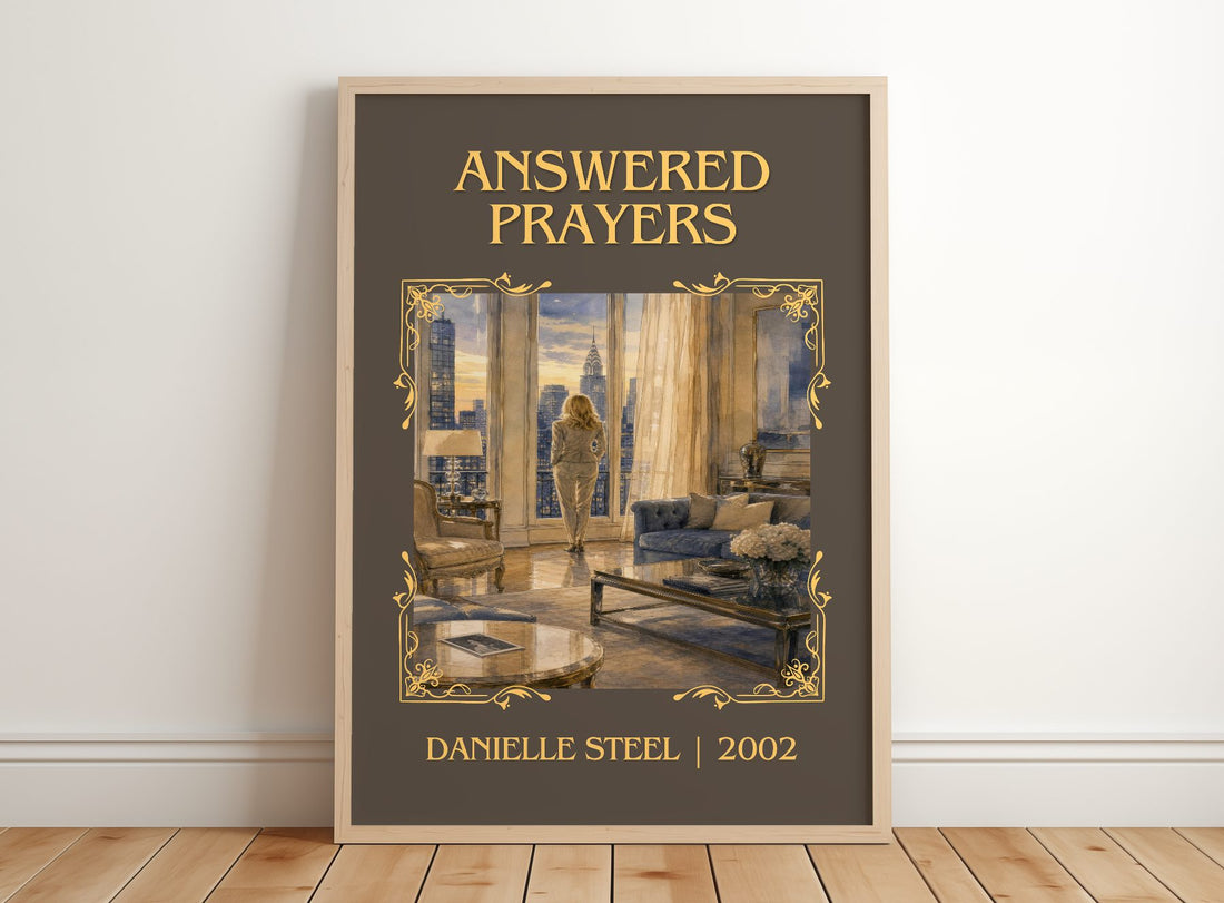 Answered Prayers Classic Book Art Print by Danielle Steel – framed print leaning on a wooden floor