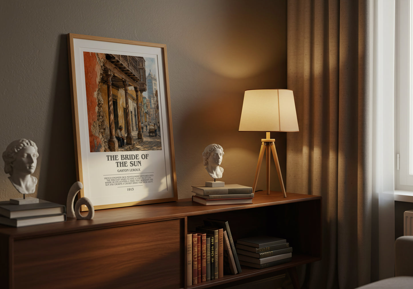 The Bride Of The Sun bookish book poster framed on wall – adventure wall art