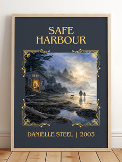 Safe Harbour Classic Book Art Print by Danielle Steel – framed print leaning on a wooden floor
