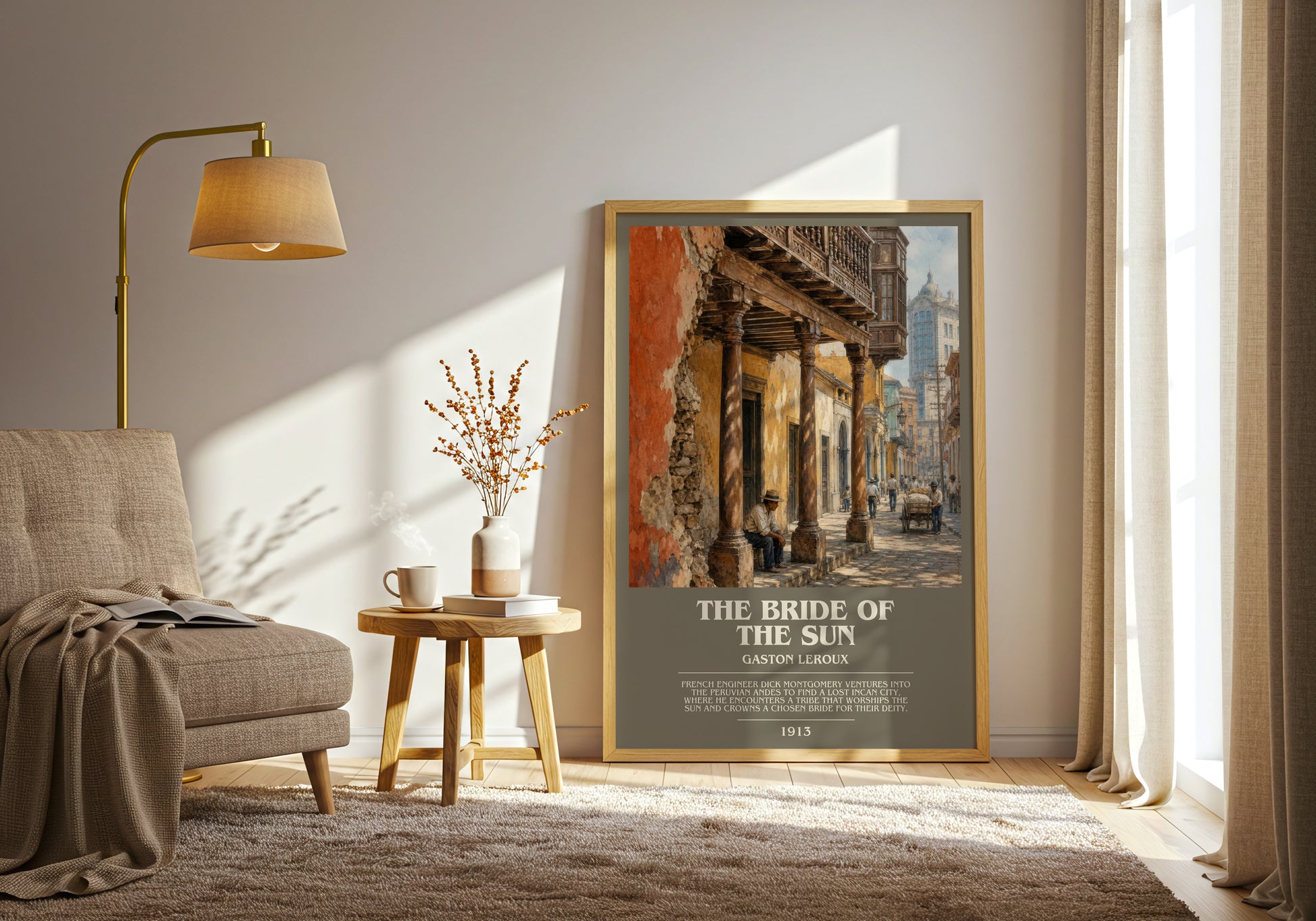 The Bride Of The Sun bookish print on bookshelf – Gaston Leroux fan gift