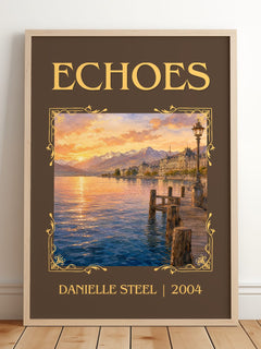 Echoes Classic Book Art Print by Danielle Steel – framed print leaning on a wooden floor