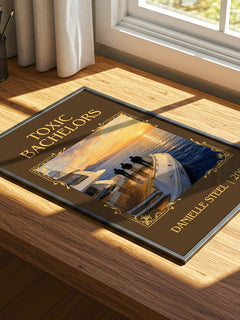 Toxic Bachelors Classic Book Art Print by Danielle Steel – print on a sunlit desk