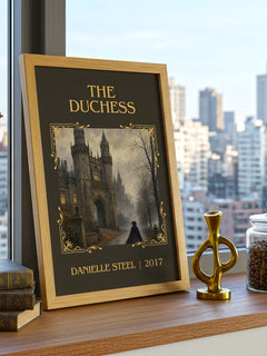 The Duchess Classic Book Art Print by Danielle Steel – framed print on a city-view windowsill