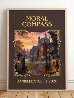 Moral Compass Classic Book Art Print by Danielle Steel – framed print leaning on a wooden floor