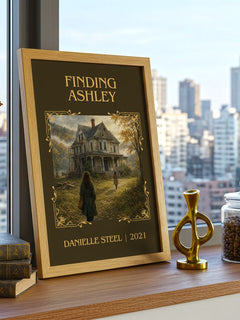 Finding Ashley Classic Book Art Print by Danielle Steel – framed print on a city-view windowsill