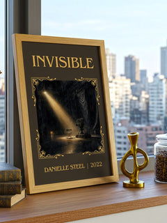 Invisible Classic Book Art Print by Danielle Steel – framed print on a city-view windowsill