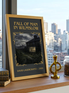 Fall Of Man In Wilmslow Classic Book Art Print by David Lagercrantz – framed print on a city-view windowsill