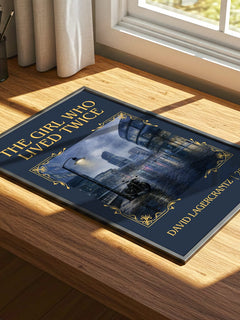 The Girl Who Lived Twice Classic Book Art Print by David Lagercrantz – print on a sunlit desk