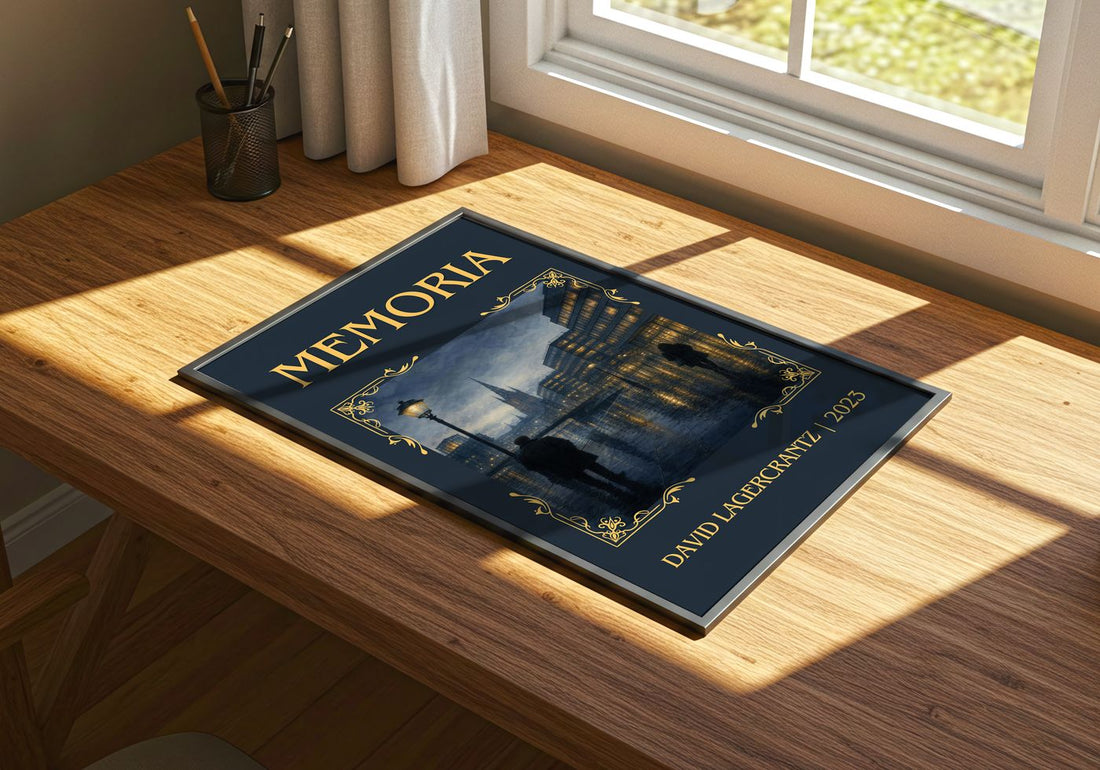 Memoria Classic Book Art Print by David Lagercrantz – print on a sunlit desk