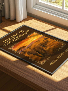 The Eye Of The Elephant Classic Book Art Print by Delia Owens – print on a sunlit desk