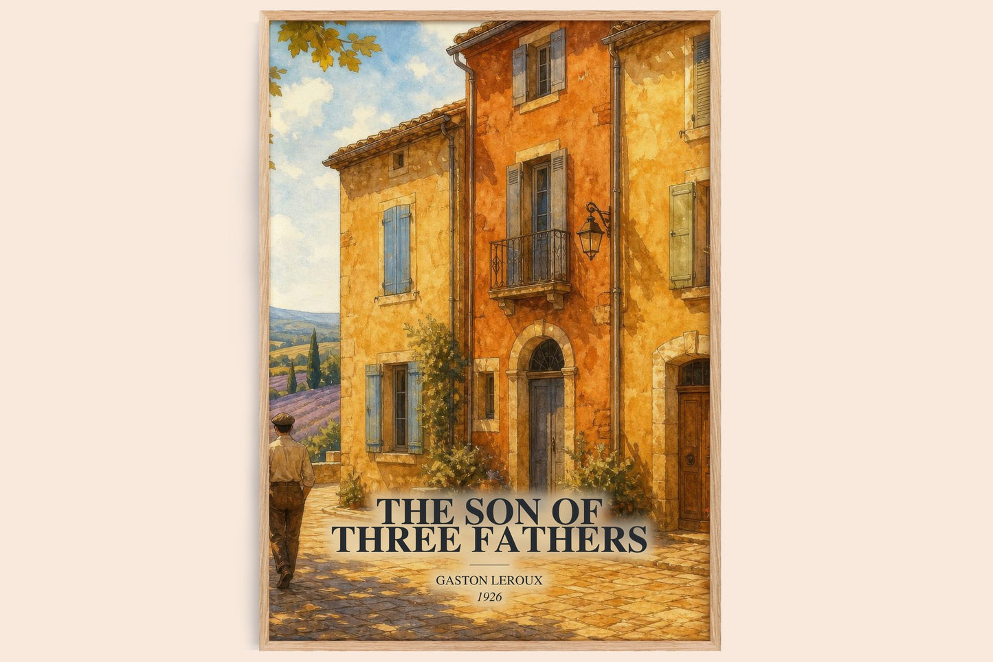 The Son Of Three Fathers watercolour book poster by Gaston Leroux – framed literary art print