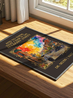 And To Think That I Saw It On Mulberry Street Classic Book Art Print – print on a sunlit desk