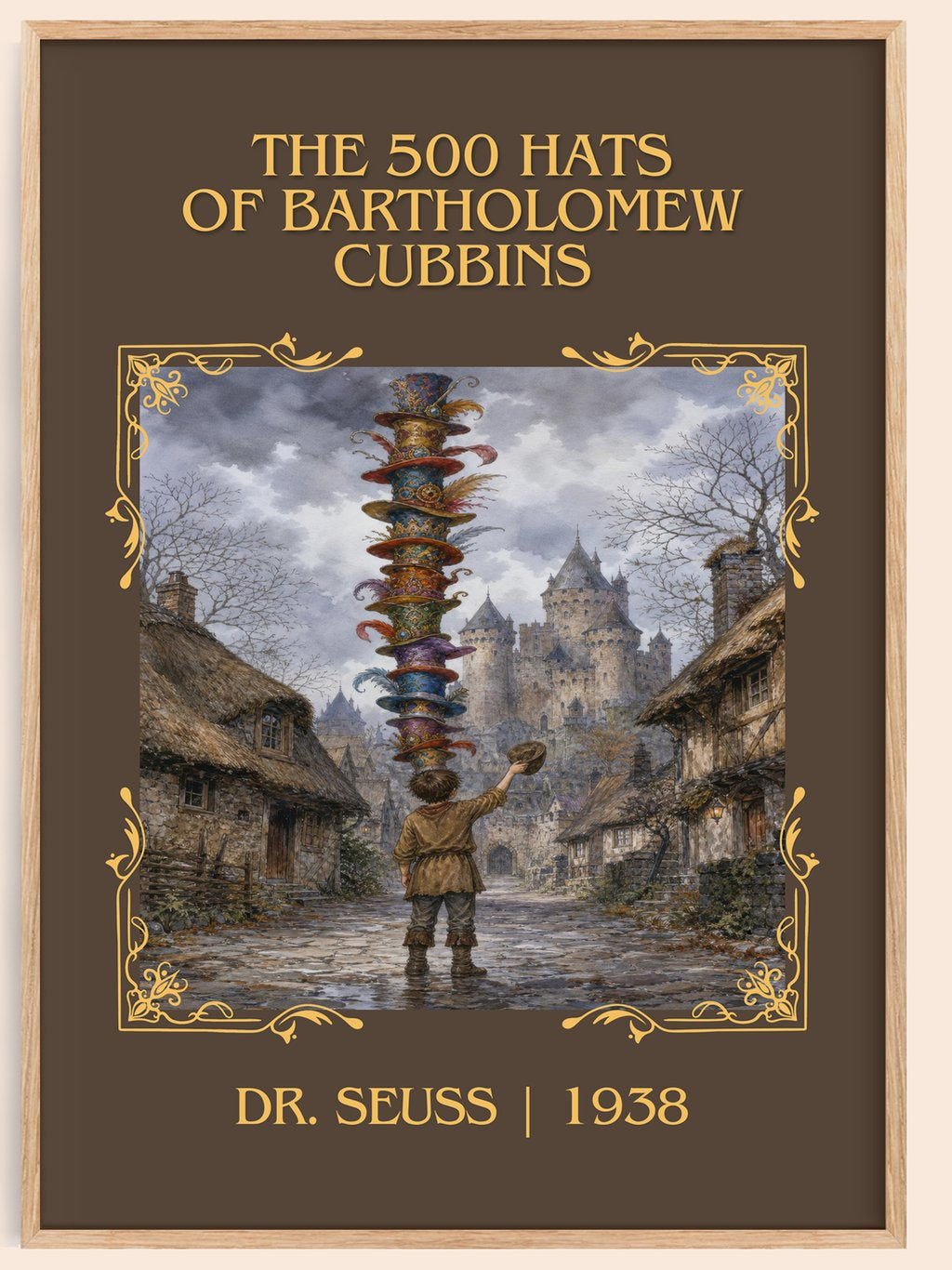 500 Hats Of Bartholomew Cubbins Classic Book Art Print by Dr. Seuss – book poster