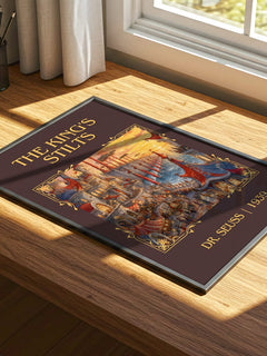 The King'S Stilts Classic Book Art Print by Dr. Seuss – print on a sunlit desk