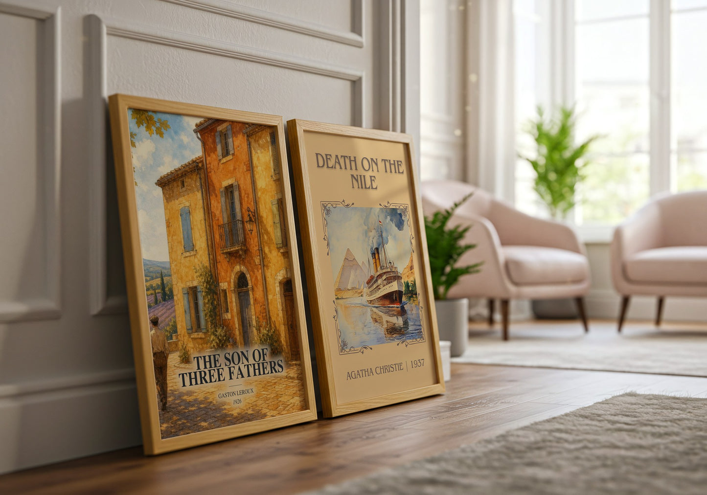 The Son Of Three Fathers watercolour print framed by window – literary home decor