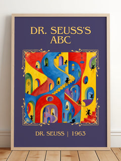 Dr. Seuss'S Abc Classic Book Art Print by Dr. Seuss – framed print leaning on a wooden floor