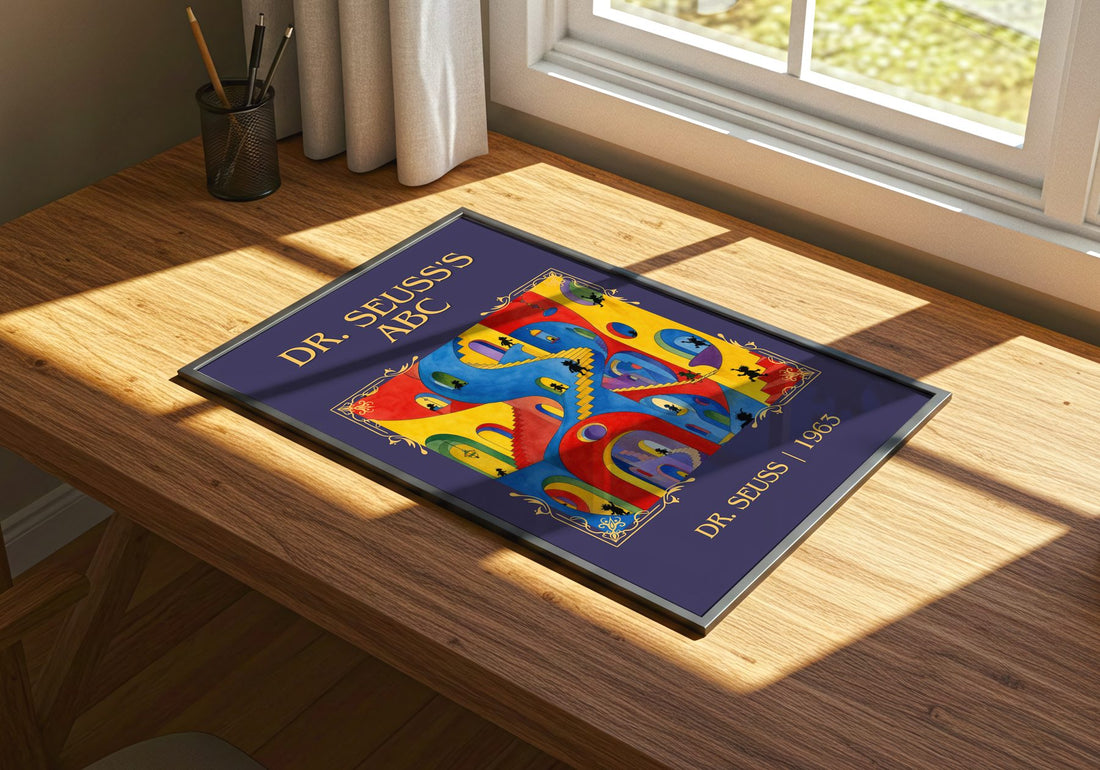 Dr. Seuss'S Abc Classic Book Art Print by Dr. Seuss – print on a sunlit desk