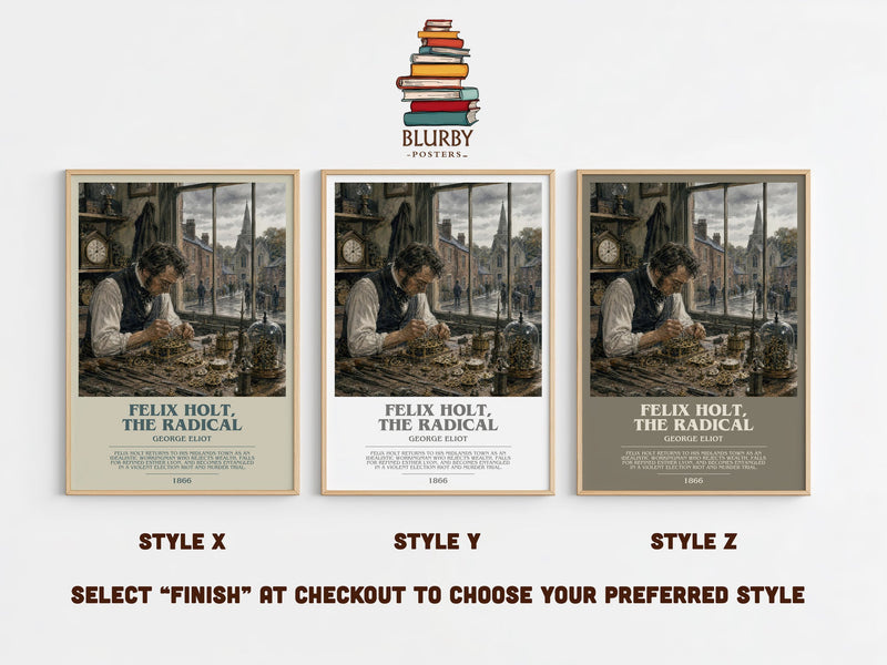 Felix Holt, The Radical bookish print in frame leaning in hallway – classic literature wall art
