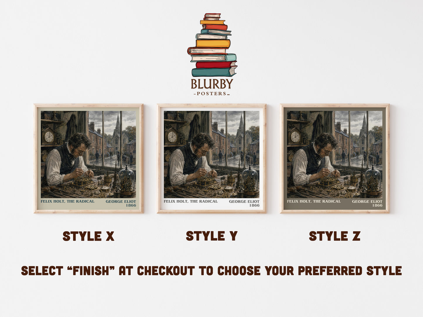 Felix Holt, The Radical literary print in frame leaning in hallway – classic literature wall art