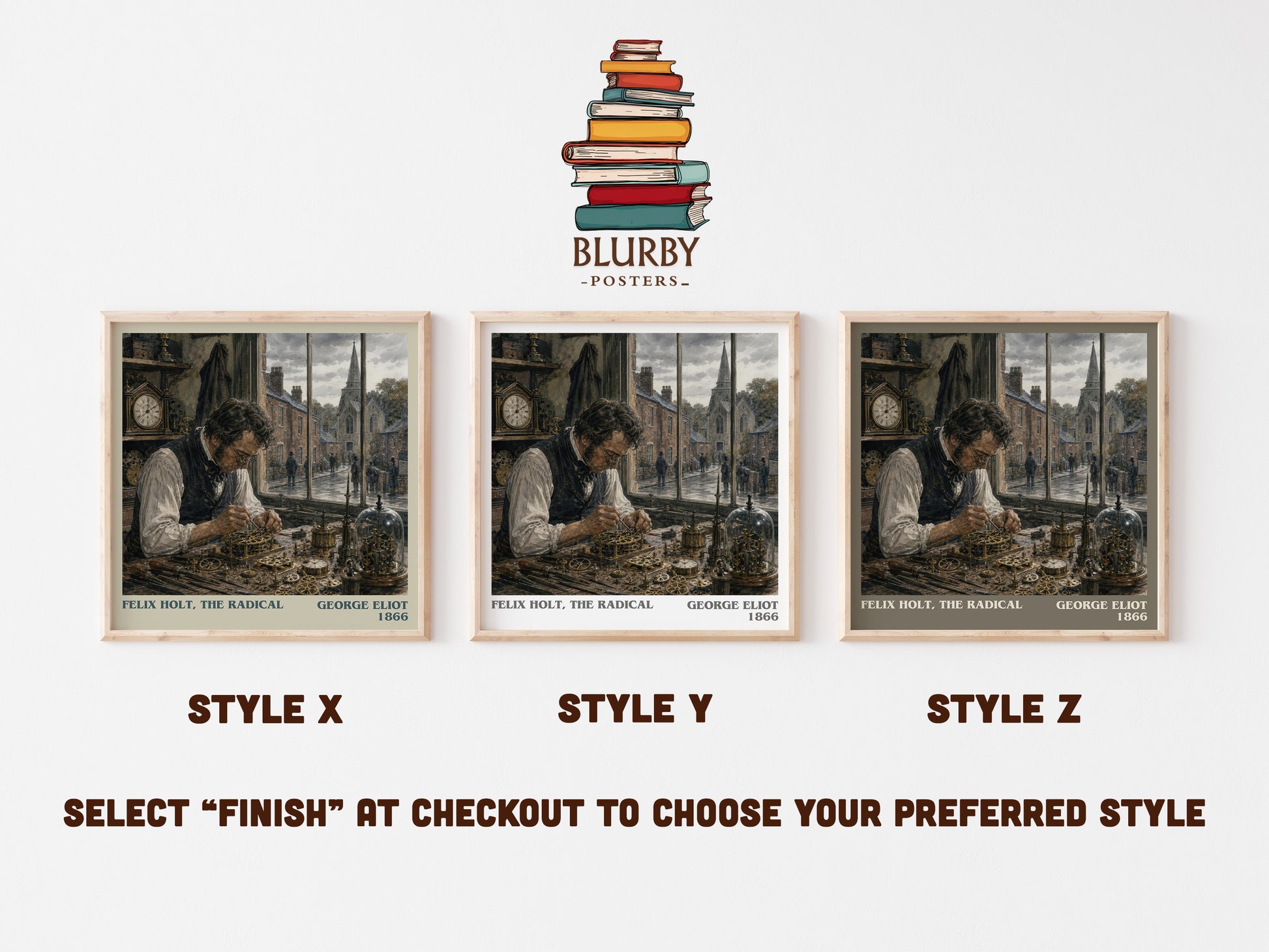 Felix Holt, The Radical literary print in frame leaning in hallway – classic literature wall art