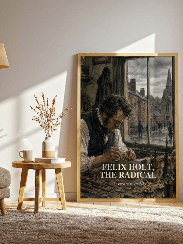 Felix Holt, The Radical watercolour print in frame leaning in hallway – classic literature wall art