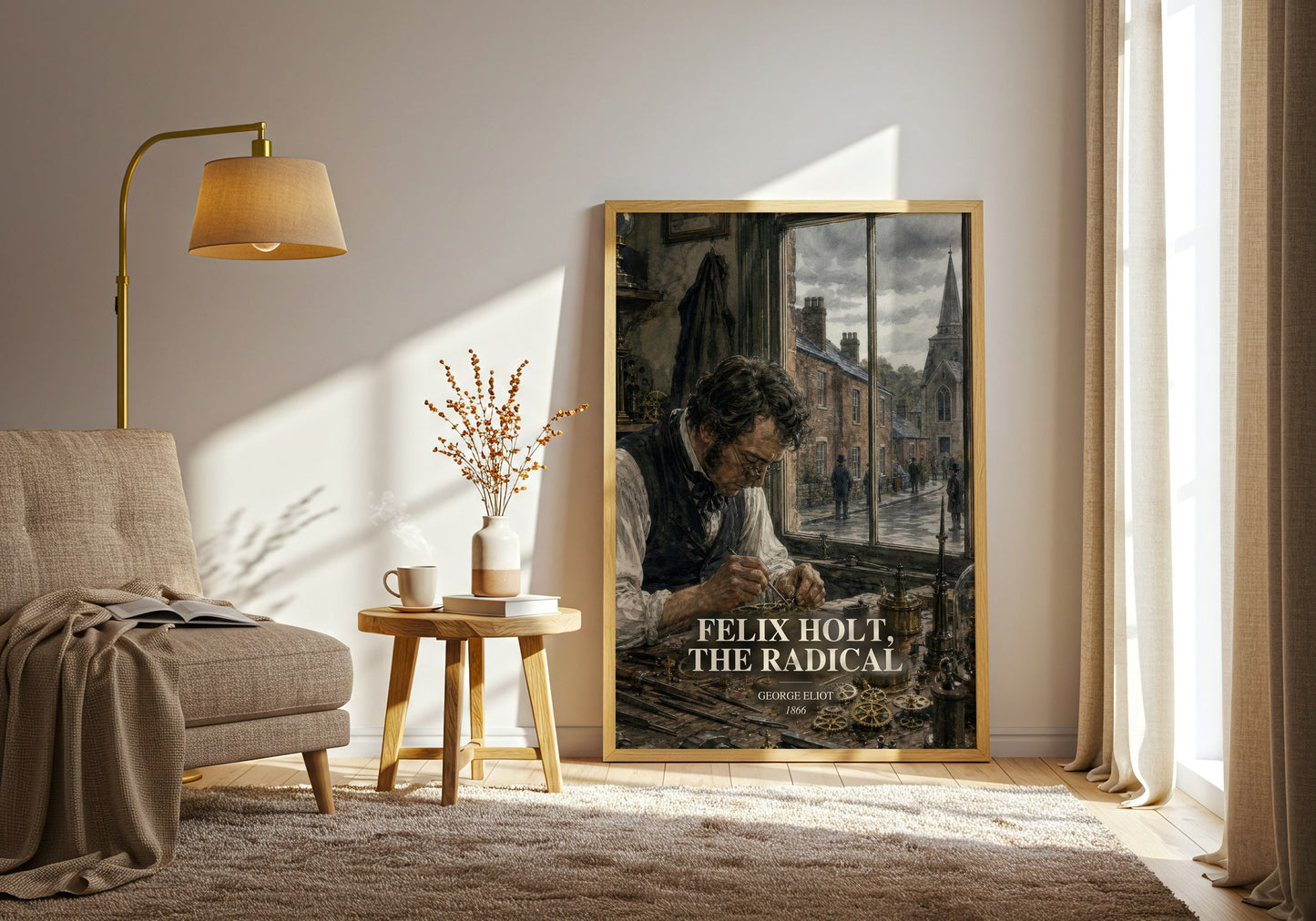 Felix Holt, The Radical watercolour print in frame leaning in hallway – classic literature wall art