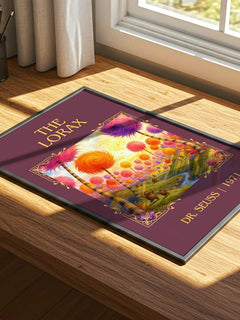 The Lorax Classic Book Art Print by Dr. Seuss – print on a sunlit desk